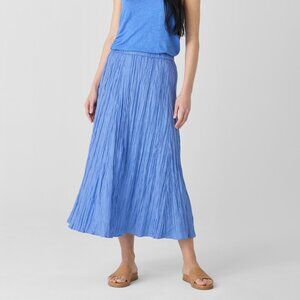 NWT Eileen Fisher ULTRAMARINE Crushed Silk Flared Skirt